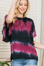 Load image into Gallery viewer, Plus Tie Dye Flutter Sleeve Top
